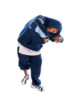 Cool hip-hop youngster isolated on white background
