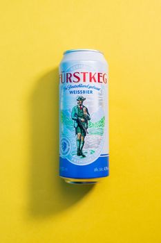 Tyumen, Russia-May 25, 2021: Furstkeg Weissbier is now available on the official website of Oettinger