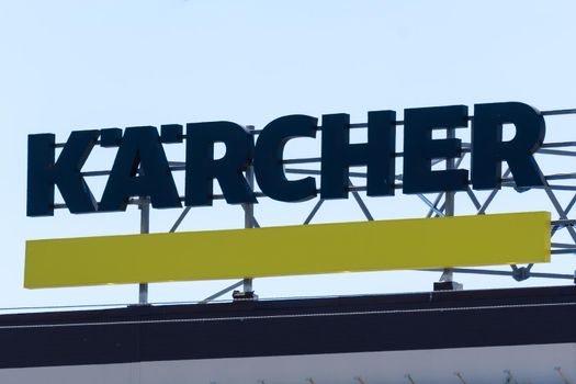 Tyumen, Russia-June 08, 2021: Karcher sign. Karcher is a German owned company that operates worldwide.