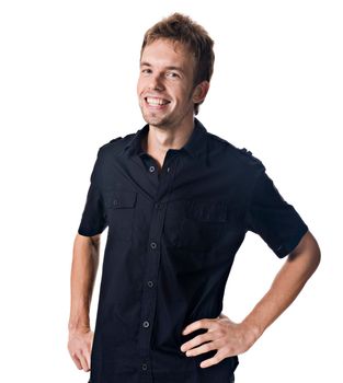 Cheerful young man isolated on white