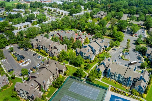 Aerial view of residential quarters at beautiful town urban landscape the NJ USA
