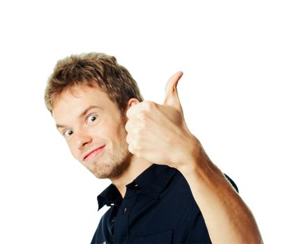 Young man standing isolated on white background