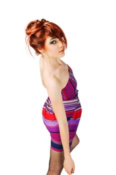 Studio portrait of a beautiful girl on a plain background