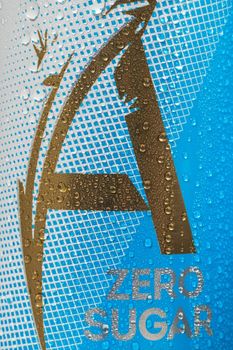 Tyumen, Russia-May 25, 2021: Adrenaline Rush logo energy drink Zero Sugar.