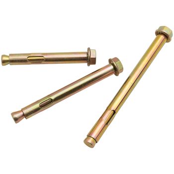 Three anchor bolts isolated on white background