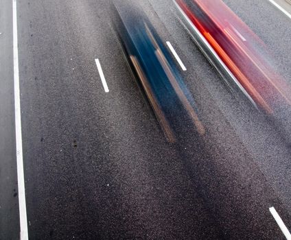 Cars on a road with motion blur effect