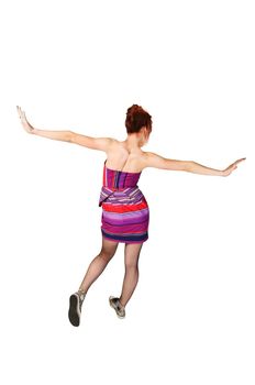 Beautiful teenage dancer isolated on white background