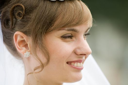 Portrait of a young smiling bride.