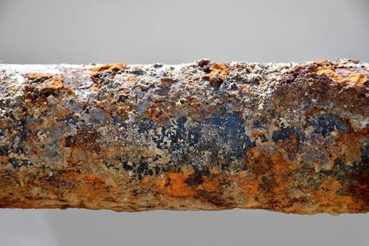 rusty tube in a closeup