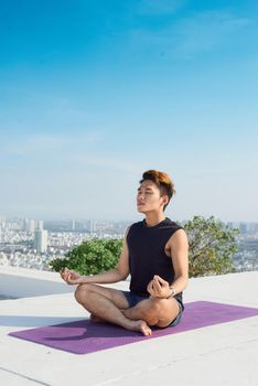 Man practicing advanced yoga. A series of yoga poses. lifestyle concept.