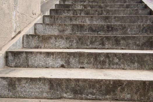 View up the gray street concrete staircase