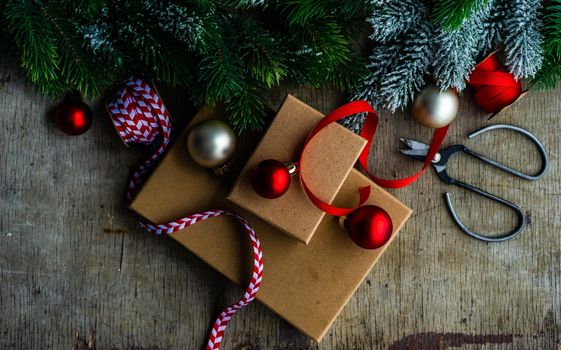 Christmas card concept with gift wrap details