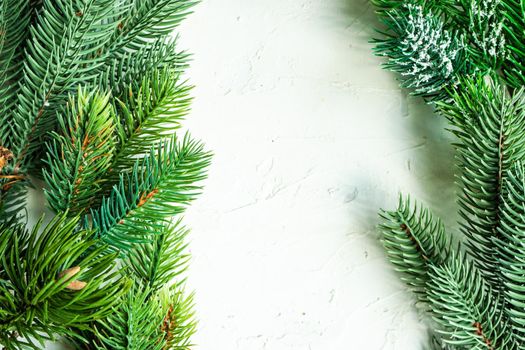 Minimalistic Christmas card concept on concrete background with copy space