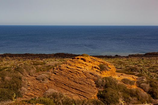 View of the scenic Linosa cliff, Pelagie island. Sicily