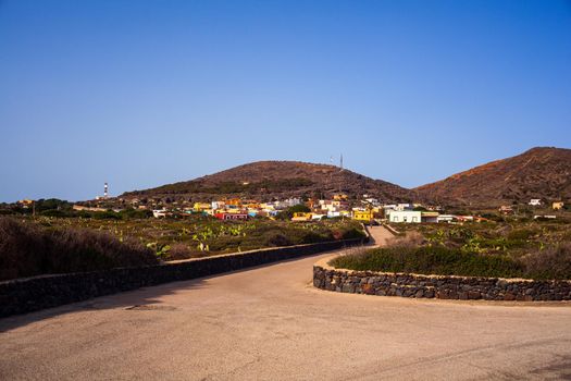 Road of Linosa in the summer season. Pelagie island, Sicily. italy