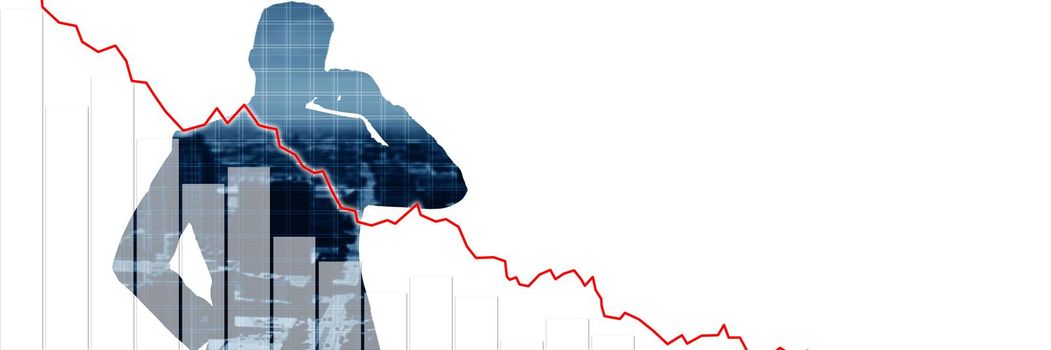 Graphs representing the stock market crash. 3d illustration