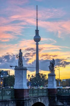 The famous TV Tower of Berlin at sunrise