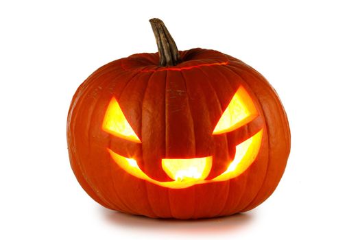 Halloween pumpkin vamipre head lantern isolated on white background