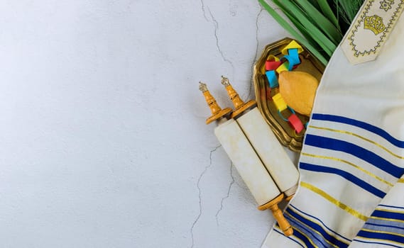 Jewish Holiday Sukkot traditional festival symbols four species Etrog lulav hadas arava.