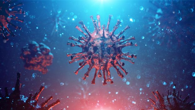 Dangerous corona virus, SARS pandemic risk concept. 3D illustration