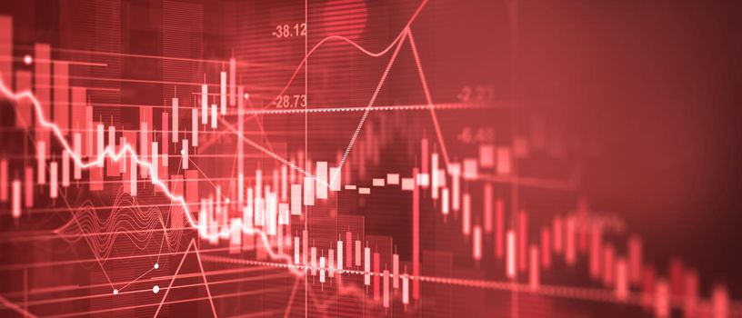 Graphs representing the stock market crash. 3d illustration