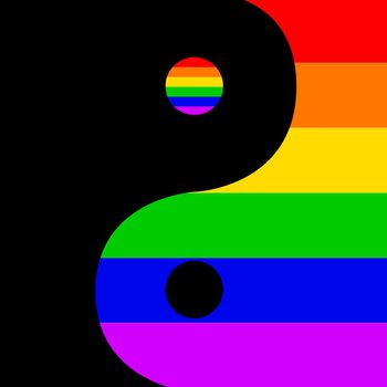 A LGBT version of the traditional Yin and Yang sign.