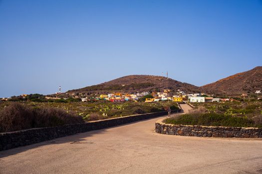 Road of Linosa in the summer season. Pelagie island, Sicily. italy