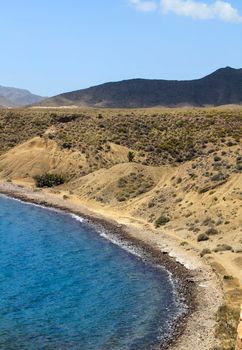 Cala Violeta beach in Isleta del Moro village in Cabo de Gata, Almeria, Spain