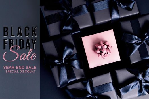 Black Friday sale, black gift box for online shopping