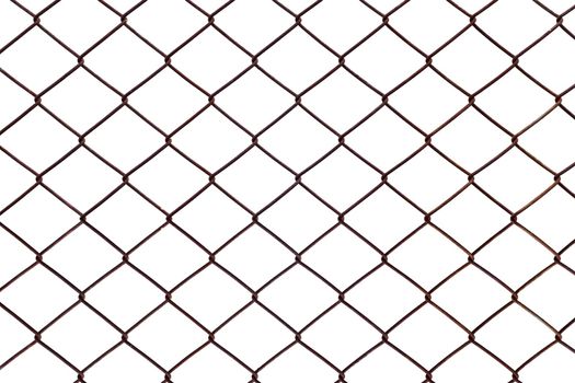 Steel mesh rusty isolated on white background.