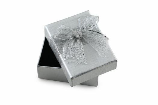 Silver gift box isolated on white background.