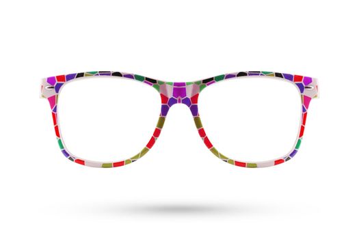 Fashion rainbow glasses style plastic-framed isolated on white background.