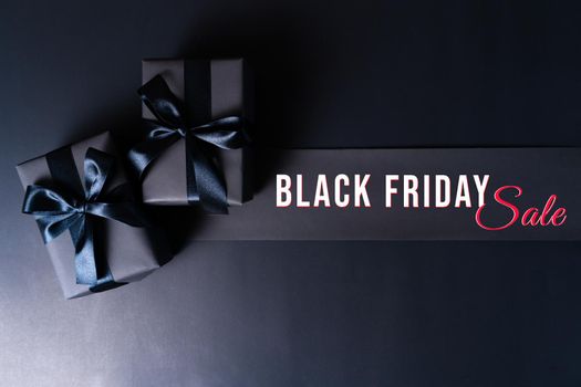 Black Friday sale, black gift box for online shopping