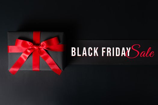 Black Friday sale, black gift box for online shopping