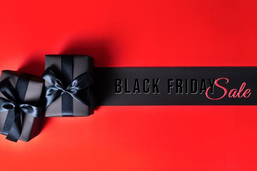 Black Friday sale, black gift box for online shopping