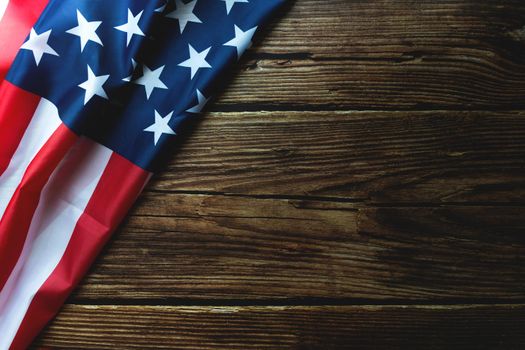 Martin Luther King Day Anniversary - American flag on wooden background