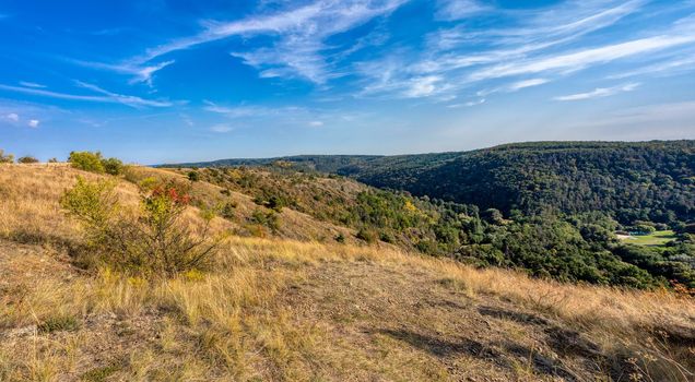 Landscape of National Nature Reserve Mohelen Snake Steppe, Educational trail, Trebic, Vysocina Czech Republic