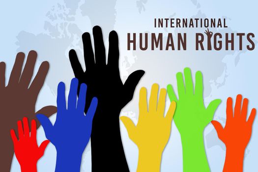 International Human Rights Day concept, raise hand up - illustration