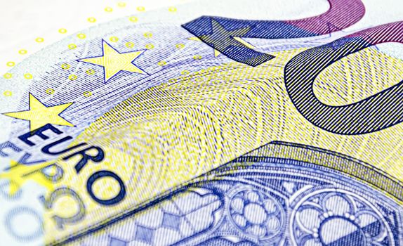 Detail of a 20 euros banknote. Bank and finance concept. European currency
