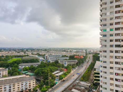 Bangkok, Thailand - August 20, 2021 : Cityscape and building of city in daytime from skyscraper of Bangkok. Bangkok is the capital and the most populous city of Thailand.