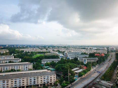 Bangkok, Thailand - August 20, 2021 : Cityscape and building of city in daytime from skyscraper of Bangkok. Bangkok is the capital and the most populous city of Thailand.