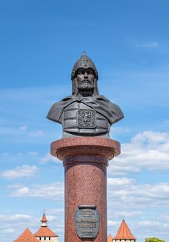 Bender, Moldova 06.09.2021.  Monument to Alexander Nevsky near the Tighina Fortress in Bender, Transnistria or Moldova, on a sunny summer day