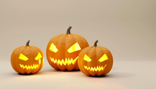 Halloween pumpkin lantern on the background. 3D render illustration