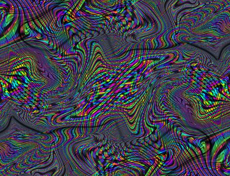 Psychedelic Rainbow Background LSD Colorful Wallpaper. Abstract Hypnotic Illusion. Hippie Retro Texture.