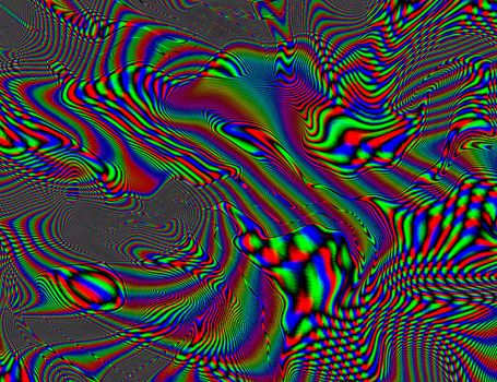 Trippy Psychedelic Rainbow Background Glitch LSD Colorful Wallpaper. 60s Abstract Hypnotic Illusion. Hippie Retro Texture. hallucinations.