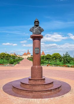 Bender, Moldova 06.09.2021.  Monument to Alexander Nevsky near the Tighina Fortress in Bender, Transnistria or Moldova, on a sunny summer day