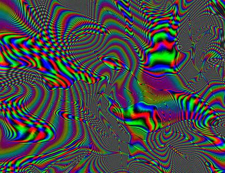 Psychedelic Rainbow Background LSD Colorful Wallpaper. Abstract Hypnotic Illusion. Hippie Retro Texture.