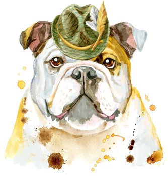 Cute Dog. Dog T-shirt graphics. watercolor Dog illustration