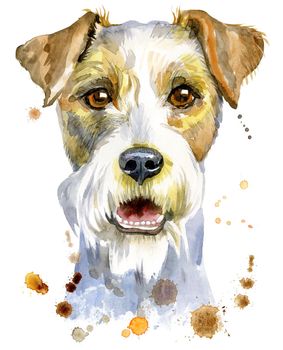 Cute Dog. Dog T-shirt graphics. watercolor airedale terrier illustration