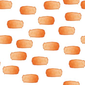 Hand Painted Brush Stroke Seamless Watercolor Pattern. Abstract watercolour shapes in Orange Color. Artistic Design for Fabric and Background.